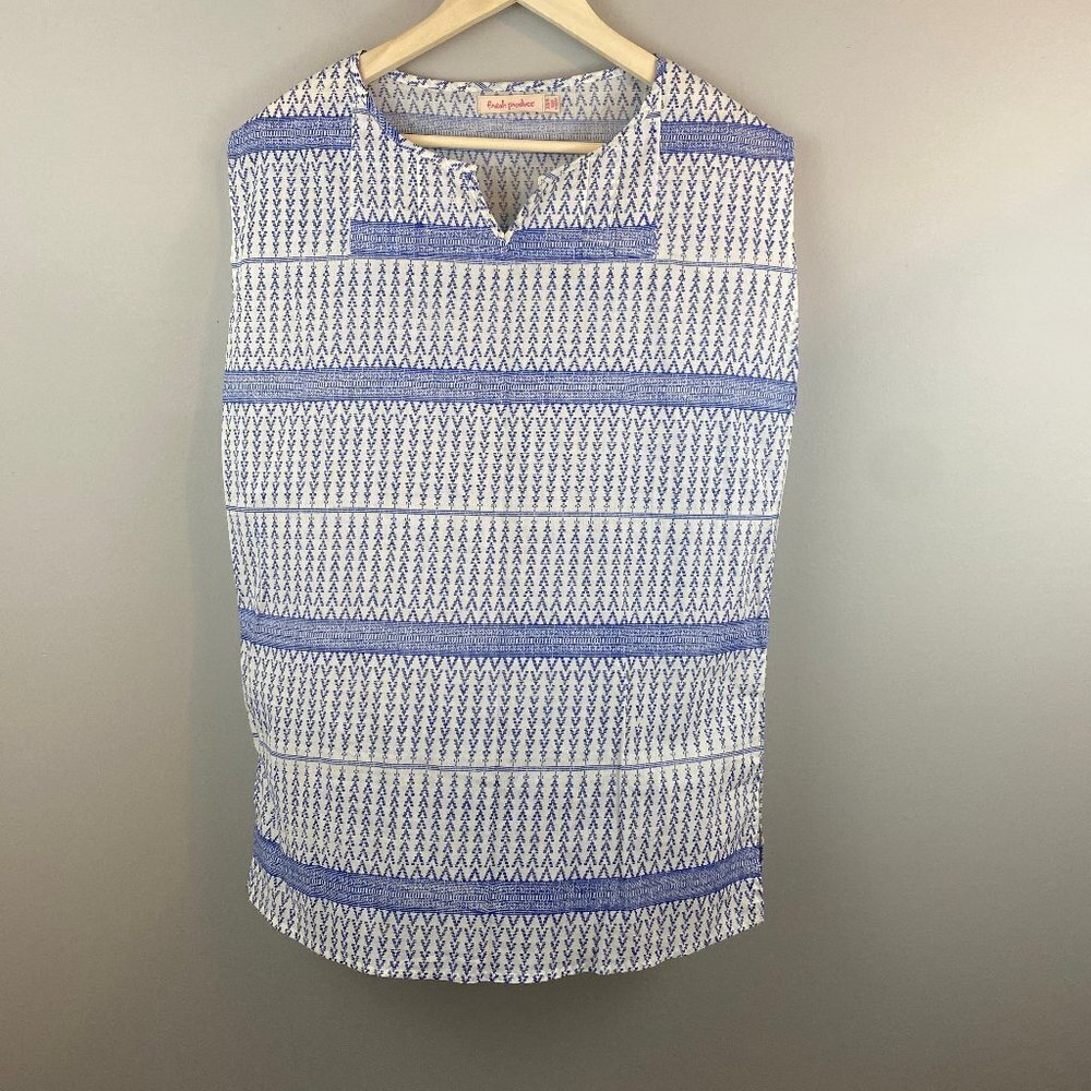 Fresh Produce Sleeveless Top Womens XS V-neck Blue Boho Coastal Grandma Cottage